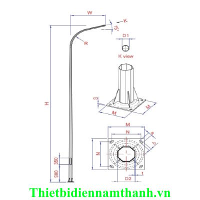 CỘT ĐÈN BÁT GIÁC LIỀN CẦN ĐƠN 10M