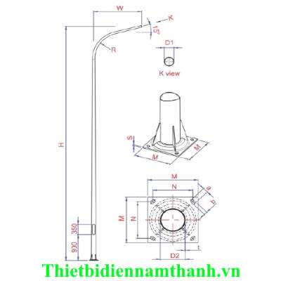 CỘT ĐÈN TRÒN CÔN LIỀN CẦN ĐƠN 10M